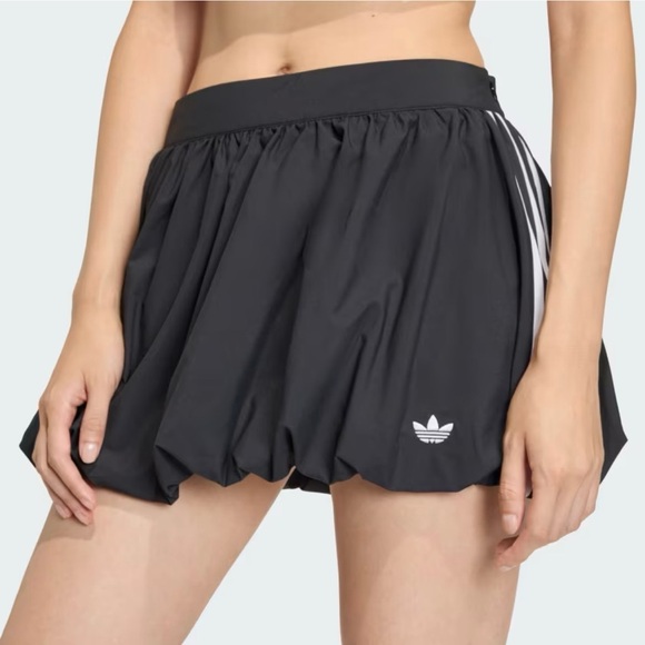 NWT ADIDAS Black Bubble Skirt with White Stripes Accents Size 10 - Picture 7 of 9